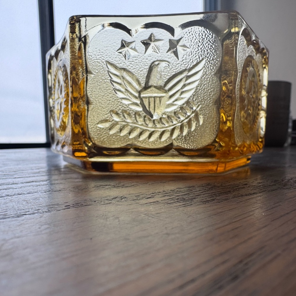 Amber Glass Eagle possibly a candy dish